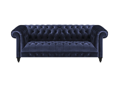 Wohnzimmer Sofa Dreisitze Couch Polstermöbel Blau Textil Chesterfield