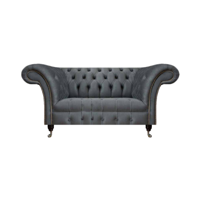 Wohnzimmer Grauer Chesterfield 2-Sitzer Designer Polstermöbel Zweisitzer