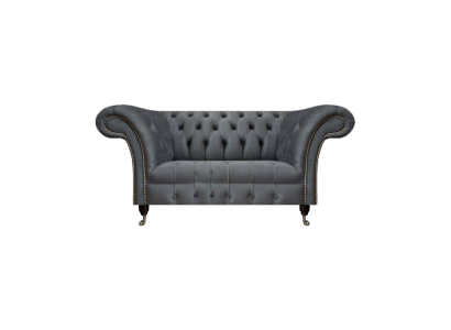 Wohnzimmer Grauer Chesterfield 2-Sitzer Designer Polstermöbel Zweisitzer