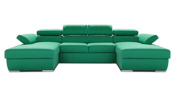 Wohnlandschaft Bettfunktion Ecksofa Stoff U-Form Couch Design Polster Textil Eck
