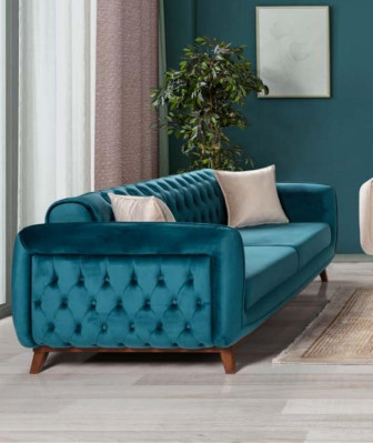 Design Couch 3 Sitzer Sofa Dreisitzer Polster Stoff Turkis Sitzpolster