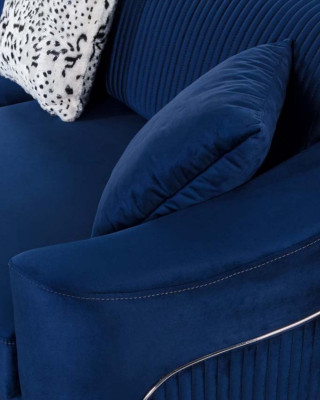 Blaue Design Couch Dreisitzer Luxus Sofa Samt Möble Stoff Textil