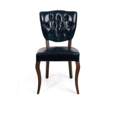 Dunkelblauer Chesterfield Einsitzer Designer Lederstuhl Luxus Esszimmer Möbel