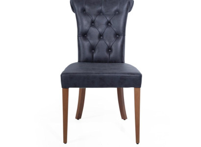 Art déco Schwarzer Chesterfield Stuhl Lehnstühle Esszimmerstuhl Designer Einsitzer