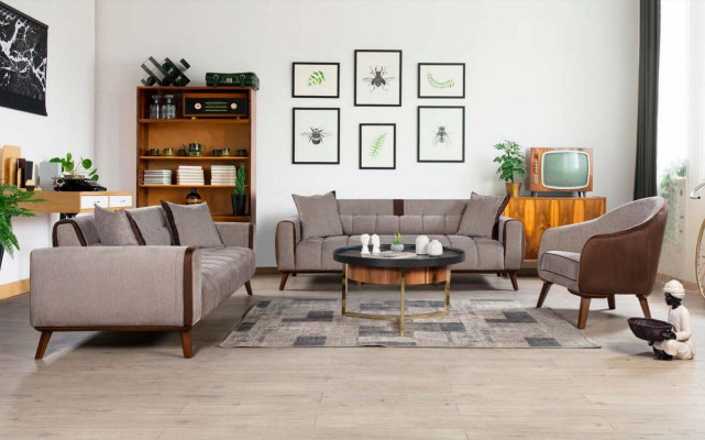 Sessel Einsitzer Textil Wohnzimmer Lounge Design Möbel Farbe Grau