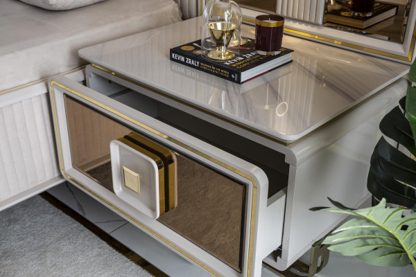 Nachttisch Weiß Modern Design Möbel Luxus Elegantes Schön Schlafzimmer Neu