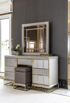 Hocker Grau Elegantes Holz Möbel Modern Design Luxus Schön Schlafzimmer