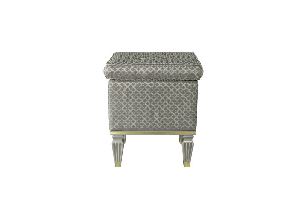 Hocker Grau Polster Bank Fußhocker Schlafzimmer Ottomane Sitzhocker Sitzpouf