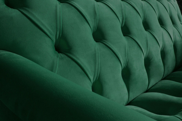Chesterfield 2 Sitzer Polster Couch Leder Sofa Couchen Modern Stil Grün Textil