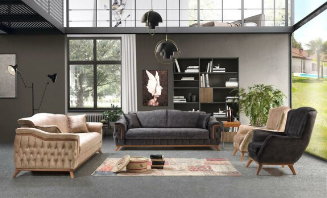 Sessel Wohnzimmer Luxus Möbel Modern Designe Beige Einsitzer Relax Club