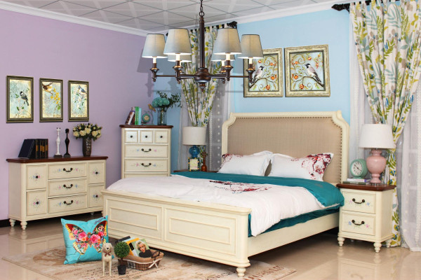 Design Schlafzimmer 5 tlg. Komplette Garnitur Set Bett Nachttisch Kommode Neu
