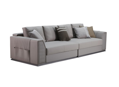 Hellgraue Wohnzimmer Sofagarnitur Designer 3+2 Sitzer Polstersofas Set