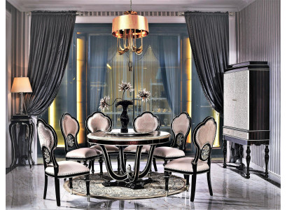 Königlicher Stuhl für 6 Personen für das Wohnzimmer in Schwarz-Beige