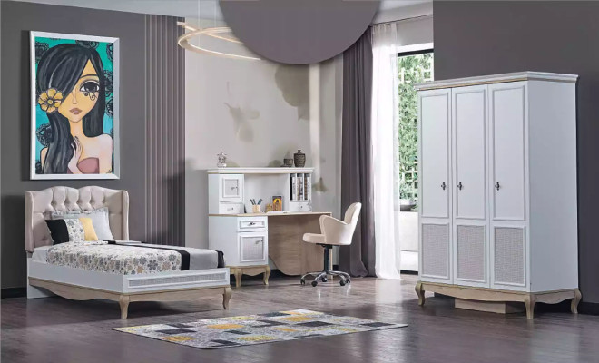Holzbett Schlafzimmer Design Luxus Möbel Jugendzimmer Weiß Klassisch