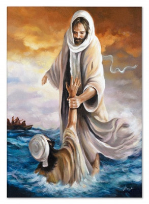 Jesus und der Fischer Handarbeit Ölbilder Gemälde Leinwand Ölbild G119445