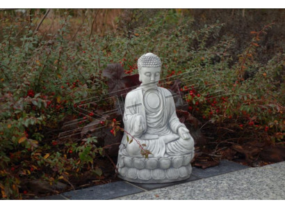 Buddha Skulptur in Steinoptik. Große Skulptur für Garten und Wohnbereich 30cm