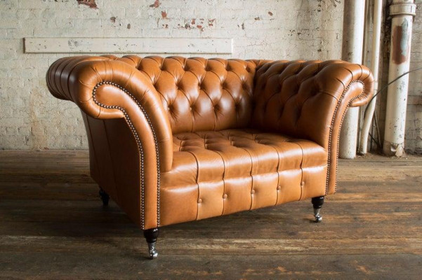 Sessel 1 Sitzer Chesterfield Kunstleder Polster Sofas Design Luxus Couch Sofa