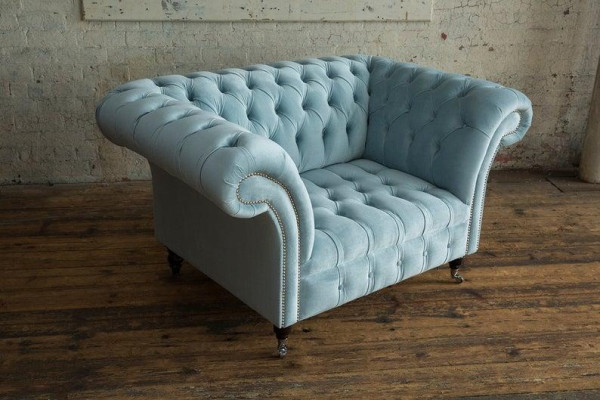 Chesterfield Design Sofa Sessel Couch Polster Luxus Textil Couchen 1 Sitzer #145
