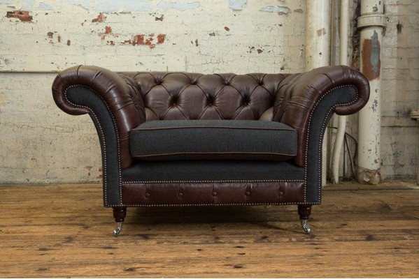 Sessel 1 Sitzer Relax Polster Fernseh Chesterfield Textil Sofa Couchen Leder Neu