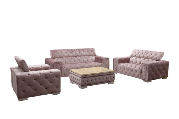 Couch Set Garnitur Polster Design Chesterfield Sofagarnitur 3+3 9914 Samt Set