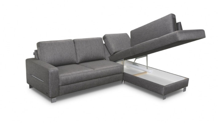 Design Ecksofa L-Form Sofa Couch Polster Schlafsofa Textil Bettfunktion Kasten