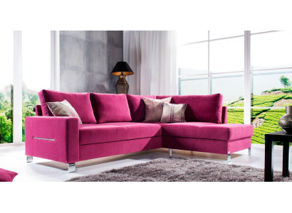 Design Ecksofa L-Form Sofa Couch Polster Schlafsofa Textil Bettfunktion Kasten
