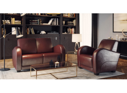 Sessel Couch Design Polster Modern 100% Italienisches Leder Braun Fernseh Lounge