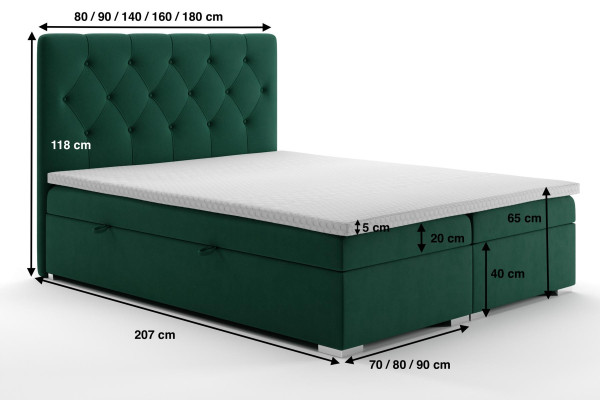 Chesterfield Boxspring Bett Hotel Doppel Komplett Set Matratze Topper Betten Neu