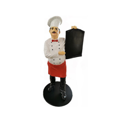 Koch Figur Statue Skulptur Werbefigur Menü Tafel Werbeaufsteller Speisekarte