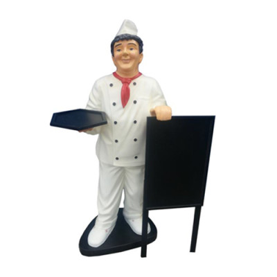 Speisekarte Koch Figur Statue Skulptur Werbefigur Menü  Werbeaufsteller Tafel
