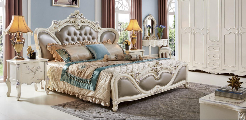Bett Polster Design Luxus Doppel Echtholz Betten Schlaf Zimmer  Chesterfield