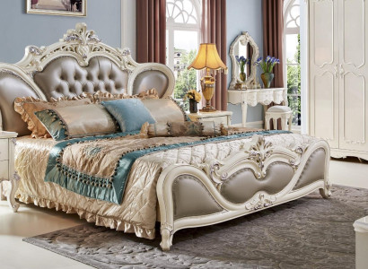 Bett Polster Design Luxus Doppel Echtholz Betten Schlaf Zimmer  Chesterfield