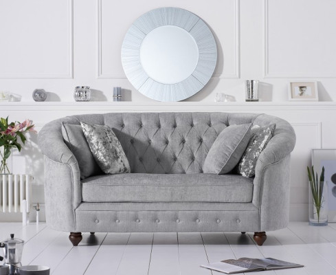 jvmoebel ® - Landhaus Designer Couch - Chesterfield Textil Sofa Grau Stoff Neu