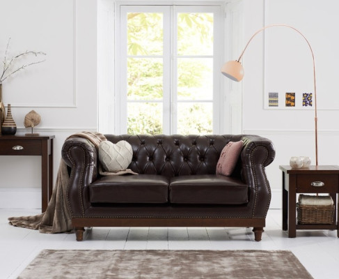 Leder Chesterfield Mens Club Sofa Couch Polster Zweisitzer Braun NEW jvmoebel ®