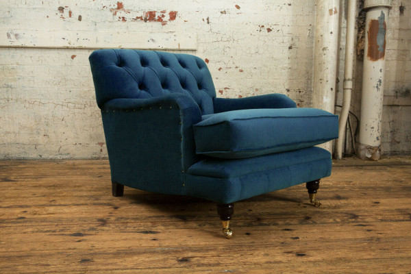 Sessel Design Couch Sofa Relax Textil Lounge Club Polster Sitzer Luxus Blau Neu