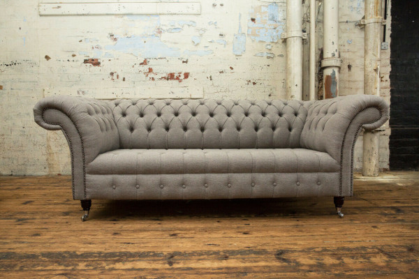 klassische Chesterfield Design Couch 3 Sitzer Sofa Couch Samt Leder big 225cm