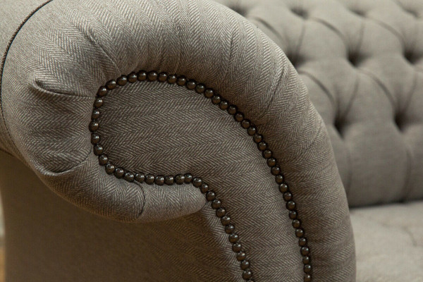klassische Chesterfield Design Couch 3 Sitzer Sofa Couch Samt Leder big 225cm
