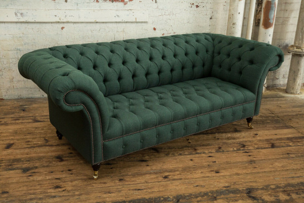 klassische Chesterfield Design Couch 3 Sitzer Sofa Couch Samt big 225cm Leder
