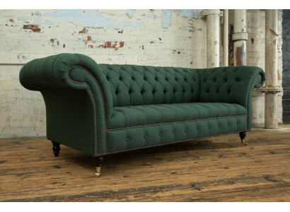 klassische Chesterfield Design Couch 3 Sitzer Sofa Couch Samt big 225cm Leder