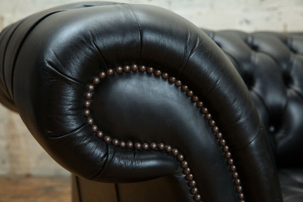 Chesterfield Original Sofa JVMoebel Couch Textil Sofas Couchen Stoff Schwarz Neu