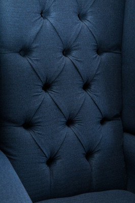 Ohrensessel Chesterfield Sofa Couch Polster 1 Sitzer Sessel Sofas Textil Blau