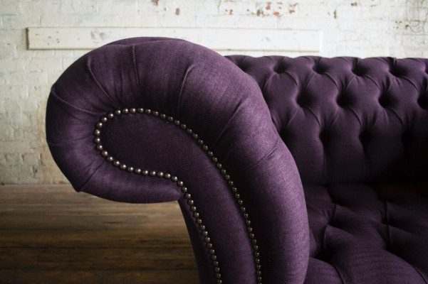 Sessel Chesterfield Design Stoff Couch 1.5 Sitzer Polster Sofas Lounge Samt Lila