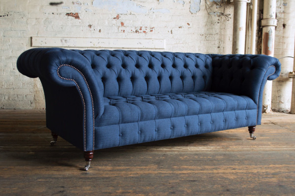 Chesterfield Couch Sitz Textil Stoff Couchen Sofas Sofa Polster Samt 3 Sitzer