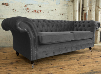 Chesterfield Couch 3 Sitzer Polster Sitz Textil Stoff Leder Couchen Sofas Sofa
