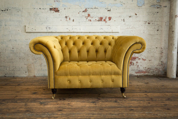 Sessel Chesterfield Sitz Textil Stoff Kunstleder Leder Couch Polster Einsitzer