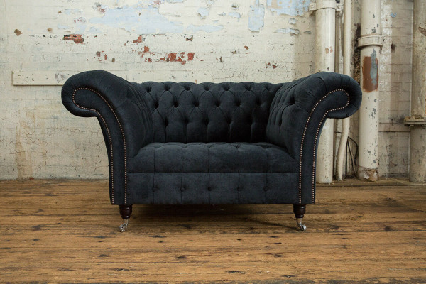Schwarz Sofa Couch Polster Chesterfield Sitzmöbel Textil Stoff Leder Couchen Neu