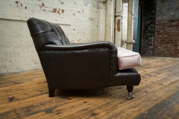 Sessel Fernseh Sitz Club Lounge Textil Leder Edler Design Chesterfield Polster