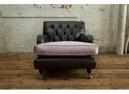 Sessel Fernseh Sitz Club Lounge Textil Leder Edler Design Chesterfield Polster