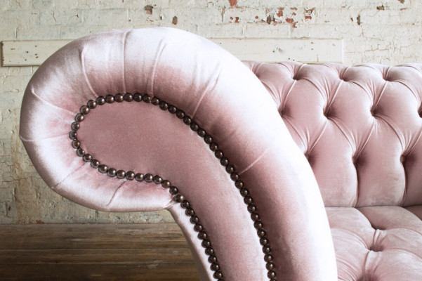 Sessel Polster Möbel Chesterfield Rosa Couch Textil Leder Stoff Sofa Einsitzer