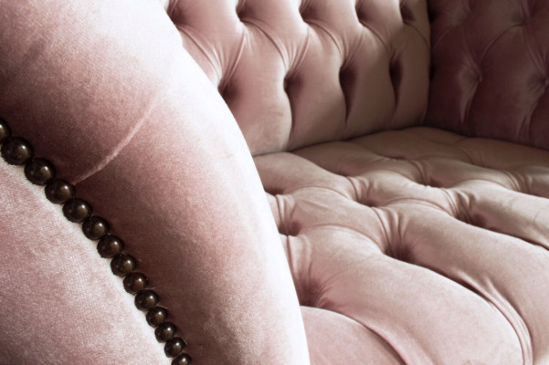 Sessel Polster Möbel Chesterfield Rosa Couch Textil Leder Stoff Sofa Einsitzer